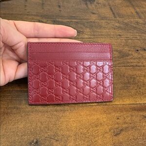 Gucci Embossed Red Leather Card Holder